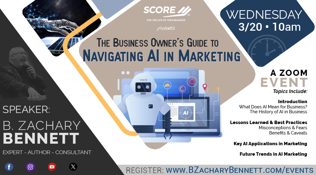 New SCORE seminar added for March 2024! The part of AI in marketing.